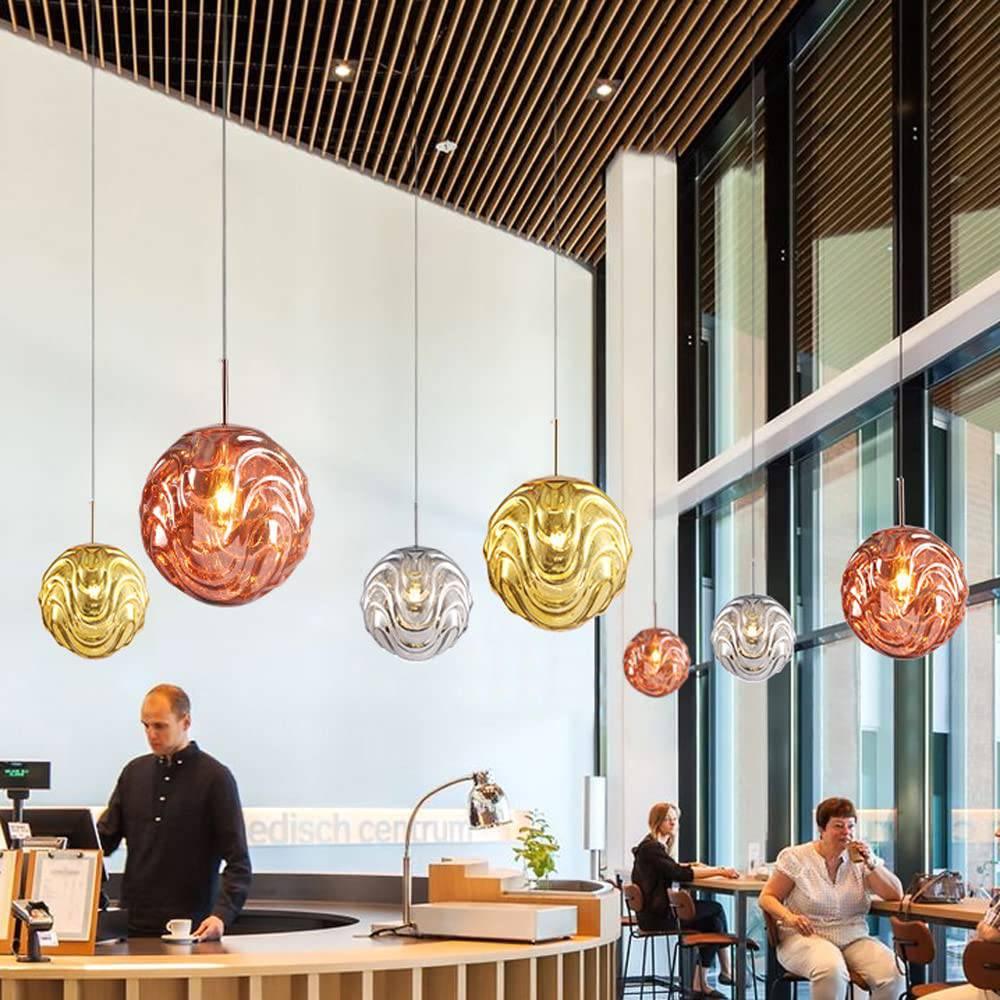 Suspension Sphérique En Verre À Motif Ondulé Coloré - Clowas.fr