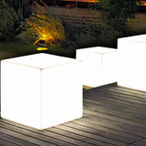 Lampadaire Extérieur Carré Rechargeable Minimaliste Blanc pour Terrasse