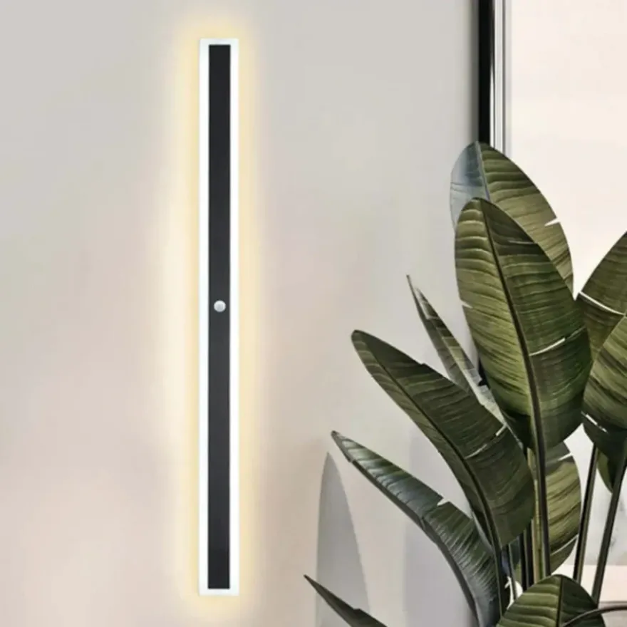 Applique Murale Extérieure Linéaire LED Noire Avec Éclairage en Bordure
