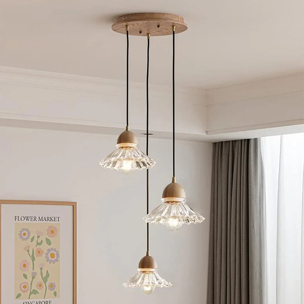 Lustre Simple En Verre Floral À Trois Lumières - Clowas.fr