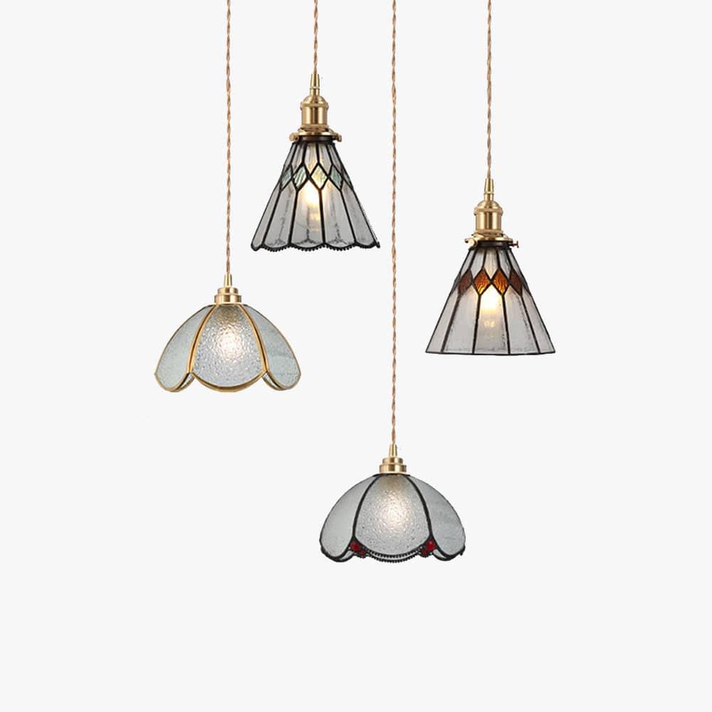 Lustre Rétro Épissé En Verre À Abat-Jour Conique - Clowas.fr