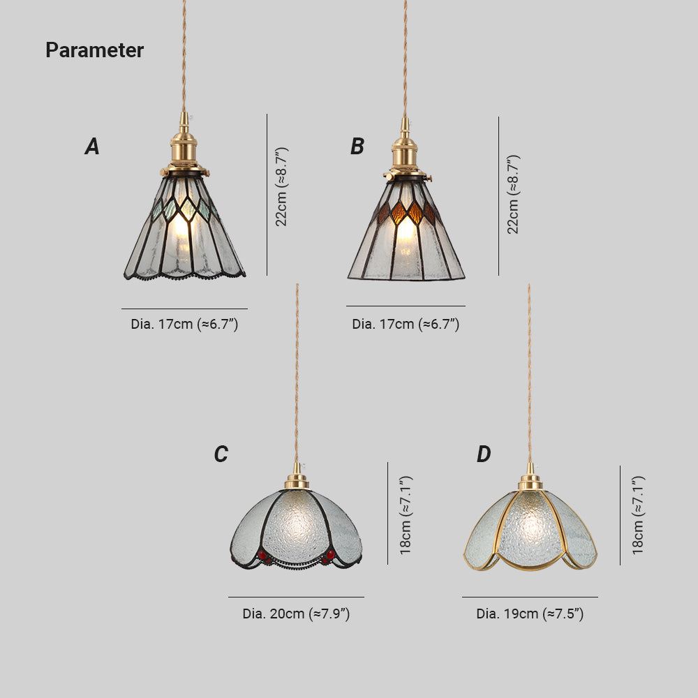 Lustre rétro épissé en verre à abat-jour conique