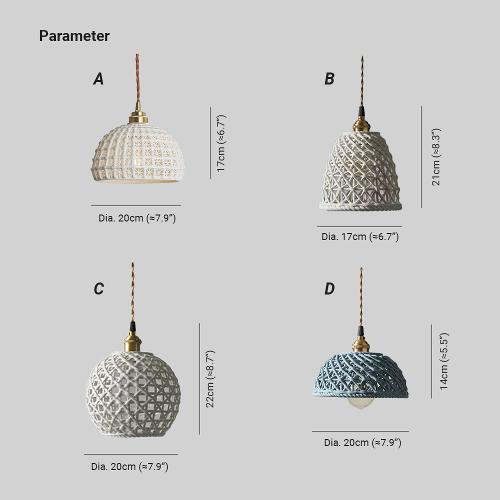 Lampe suspendue moderne avec abat-jour en céramique blanche