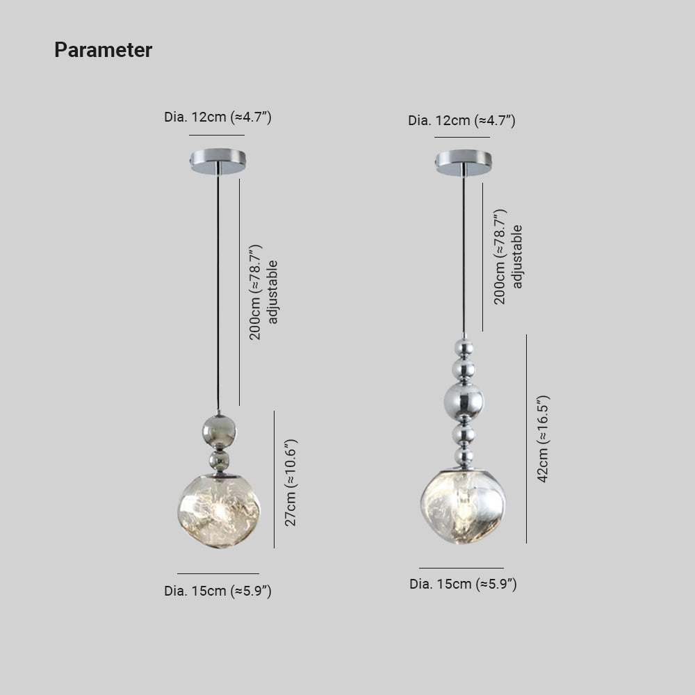 Lampe suspendue à LED en verre sphérique effet miroir