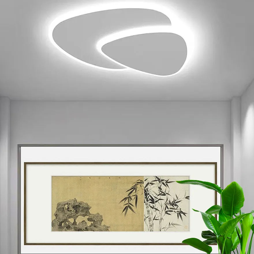 Plafonnier LED Moderne Triangulaire à Double Couche Blanc