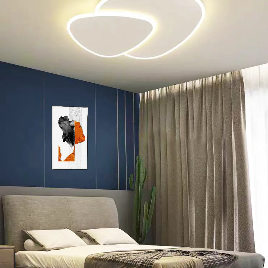Plafonnier LED Moderne Triangulaire à Double Couche Blanc