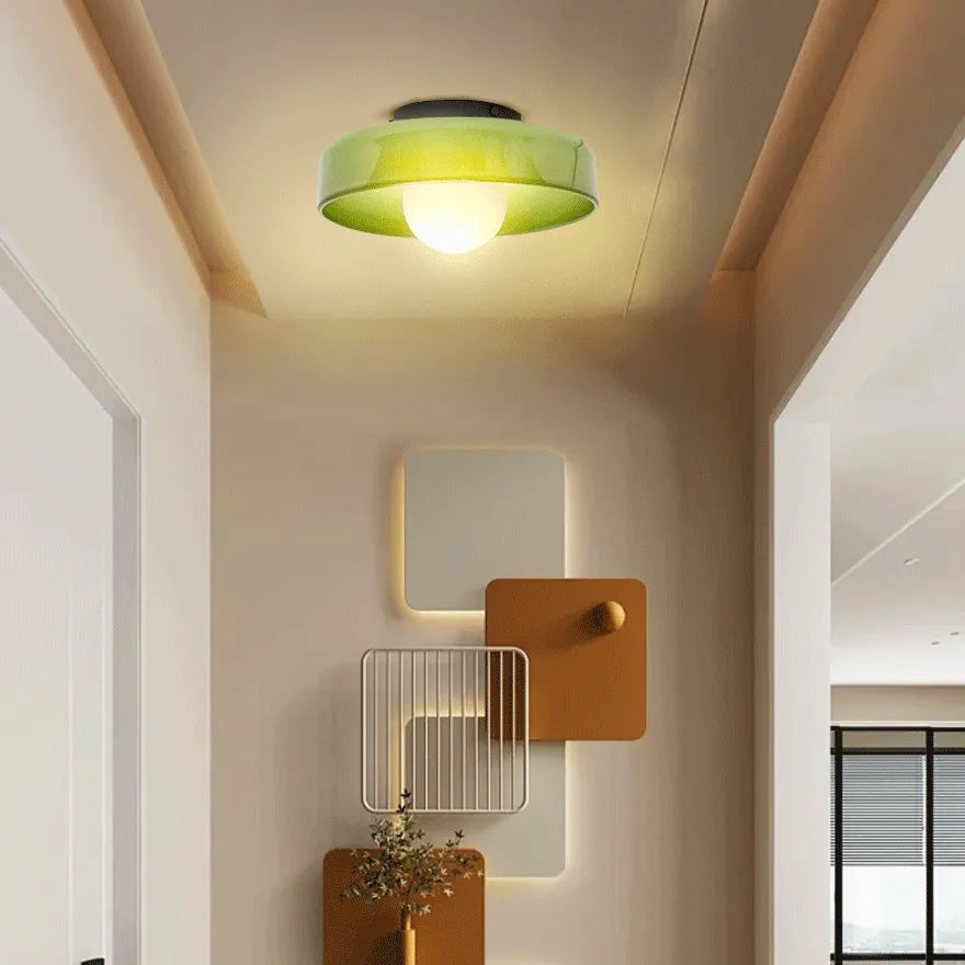 Plafonnier Coupelle en Verre Vintage Pour Couloir