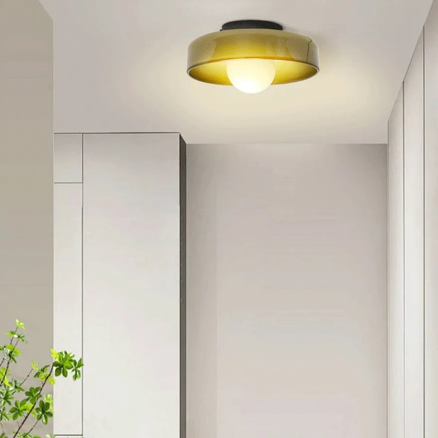 Plafonnier Coupelle en Verre Vintage Pour Couloir