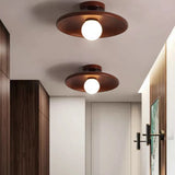 Plafonnier en Bois Design Japonais en Forme de Bol pour Couloir