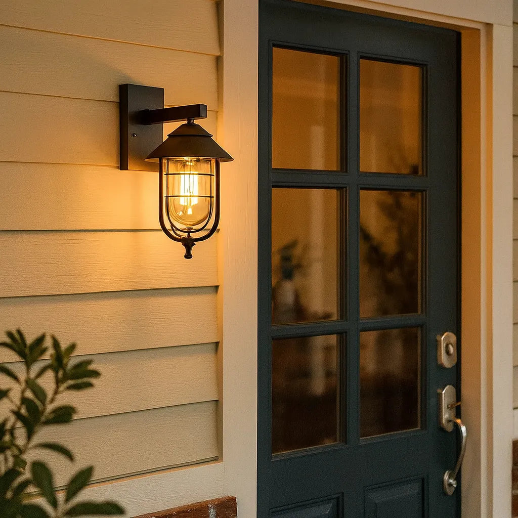 Applique Murale Extérieure Lanterne Noire Industrielle