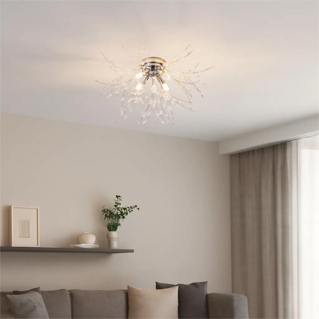 Plafonnier LED Moderne Forme de Pissenlit en Cristal