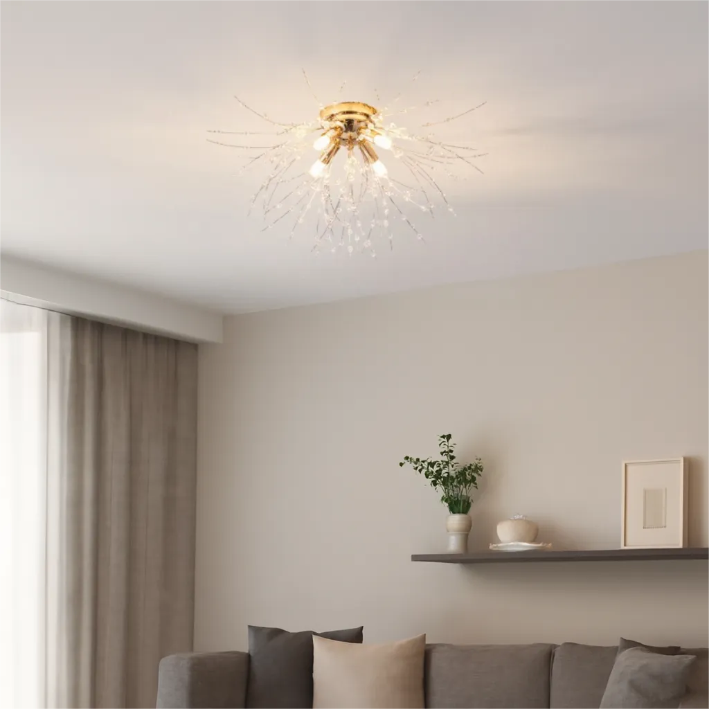 Plafonnier LED Moderne Forme de Pissenlit en Cristal