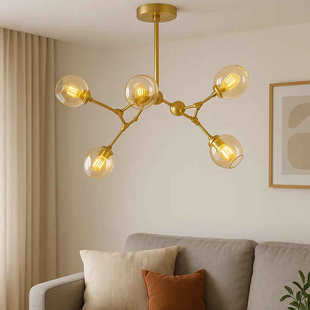 Lustre Créatif en Verre Moléculaire Rotatif pour Salon