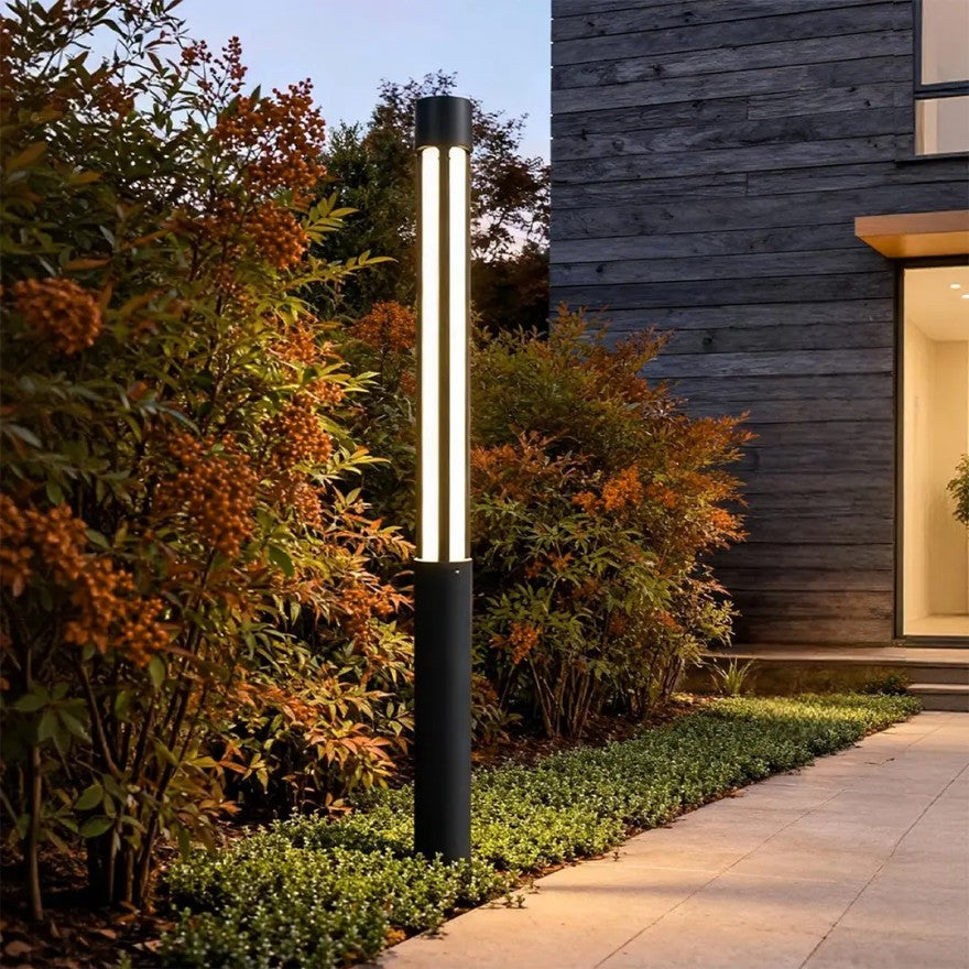 Borne Lumineuse LED d’Extérieur IP65 Design Moderne en Métal Noir pour Jardin