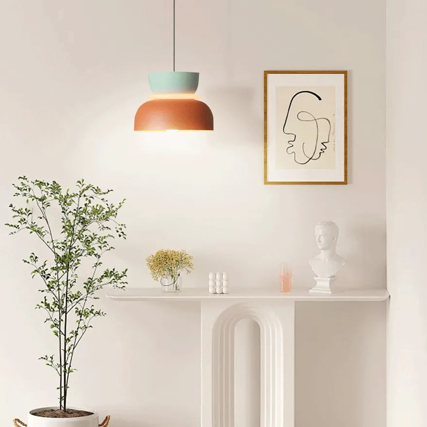 Suspension LED Macaron Double Abat Jour Forme de Bol