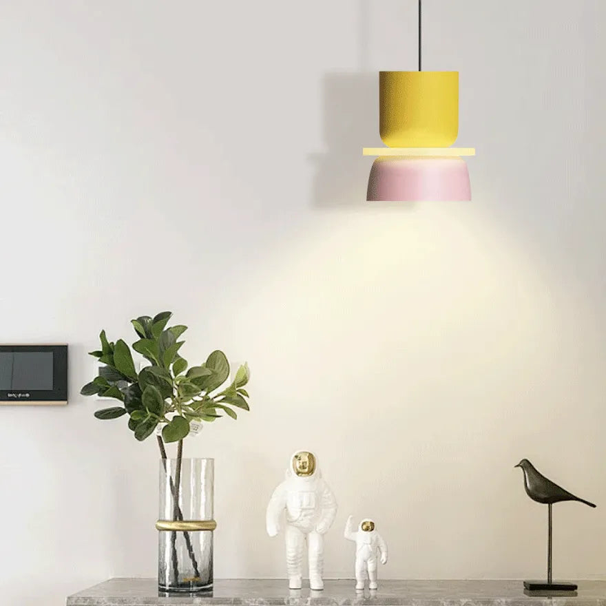 Suspension LED Macaron Double Abat Jour Forme de Bol