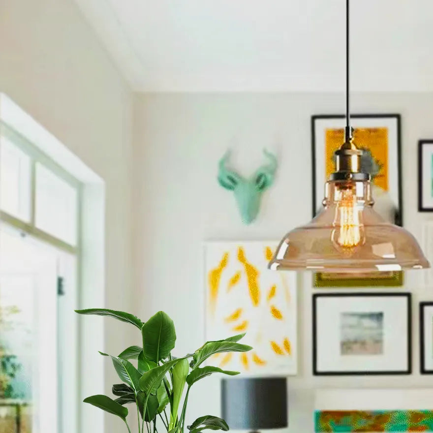 Suspension Verre Style Industriel Vintage pour Salle à Manger