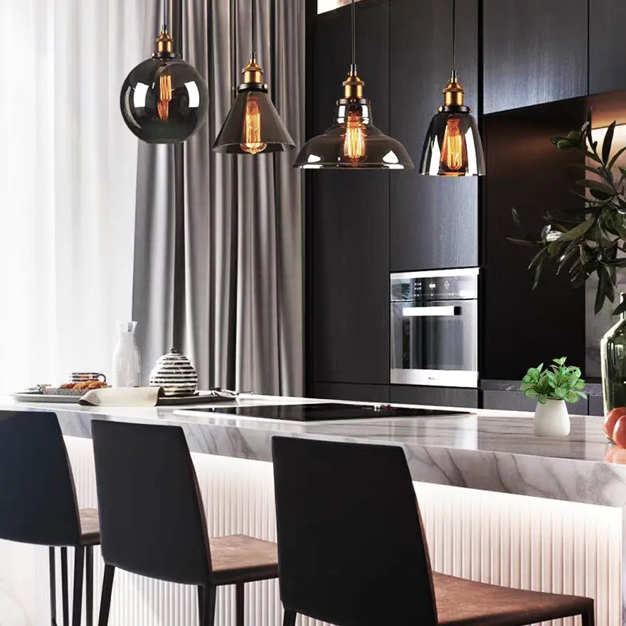 Suspension Verre Style Industriel Vintage pour Salle à Manger