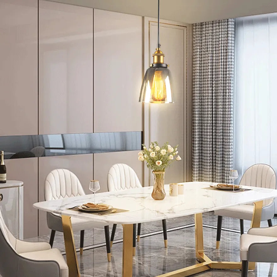 Suspension Verre Style Industriel Vintage pour Salle à Manger