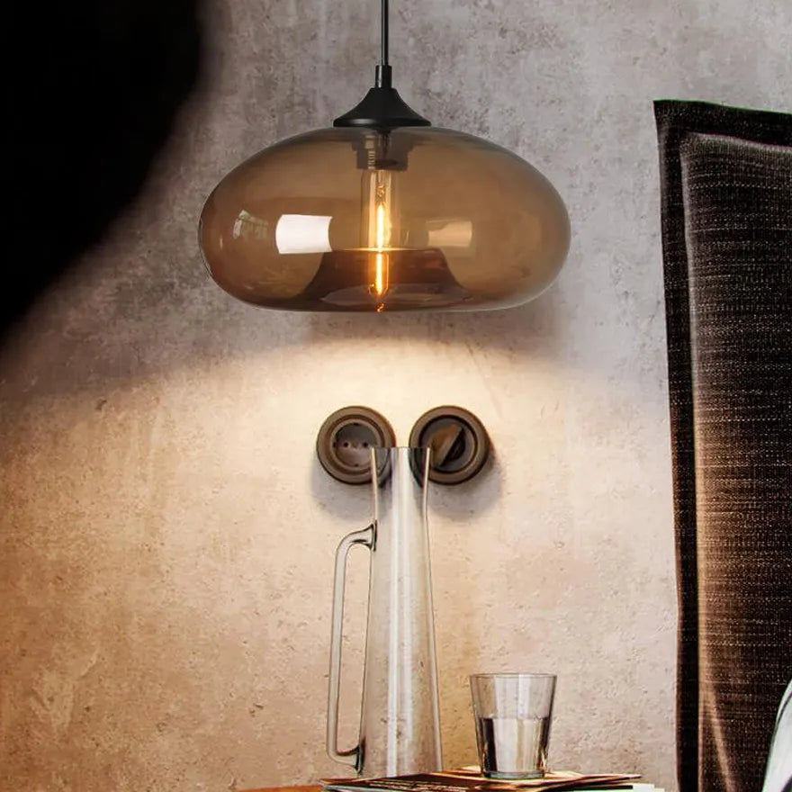 Suspension Moderne en Verre Ovale pour Salle à Manger