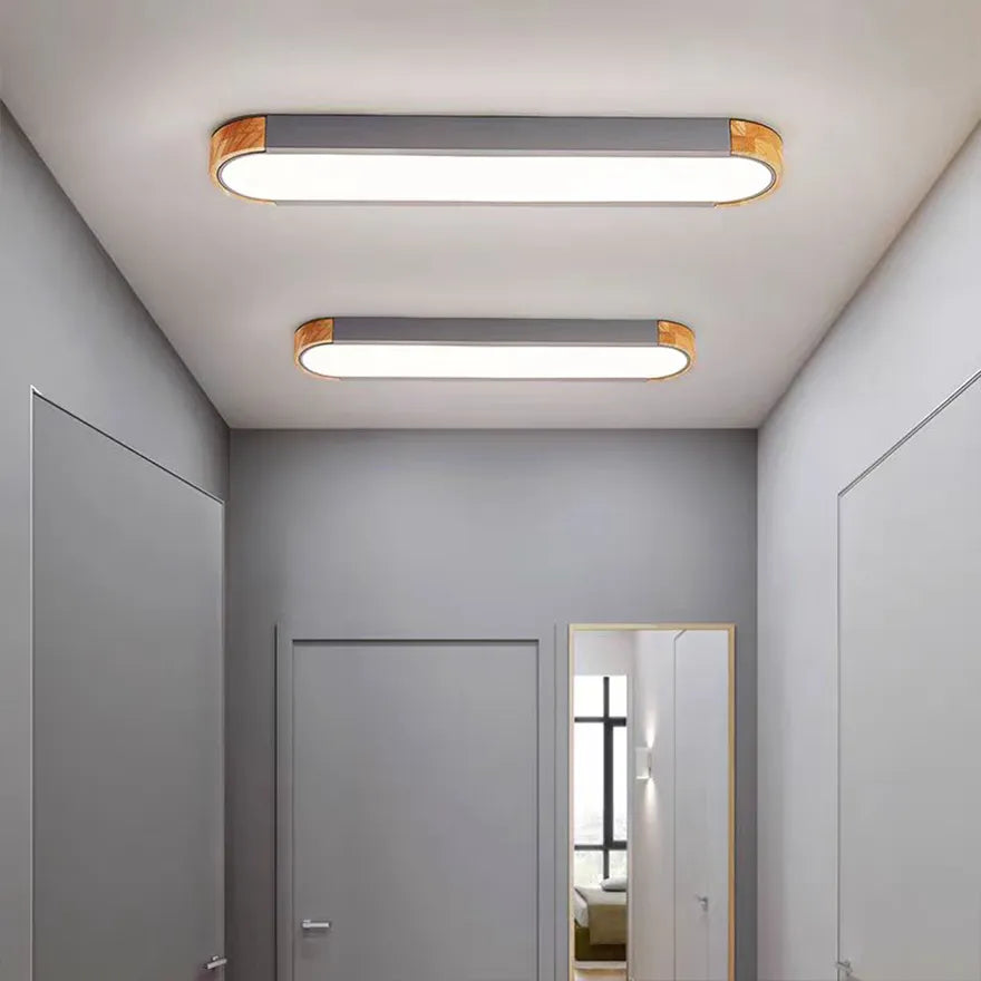 Plafonnier LED Oval Bois Simple pour Couloir