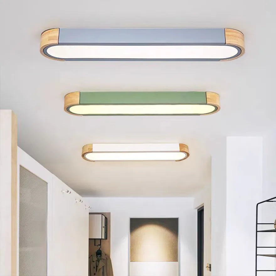 Plafonnier LED Oval Bois Simple pour Couloir