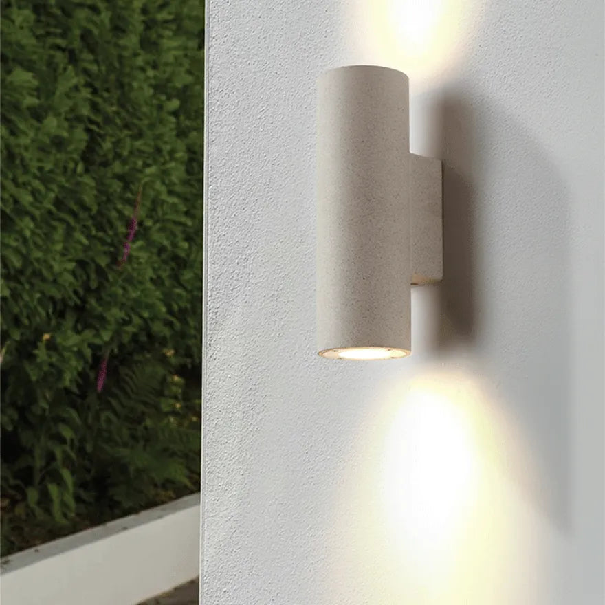 Applique Murale Exterieure LED Ciment Cylindrique Up Down Minimaliste