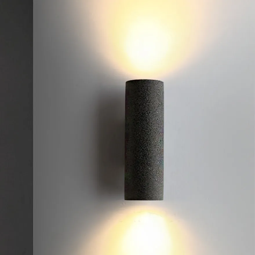 Applique Murale Exterieure LED Ciment Cylindrique Up Down Minimaliste