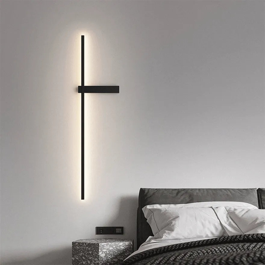 Applique Murale Linéaire LED Design Croisé Minimaliste pour Chevet