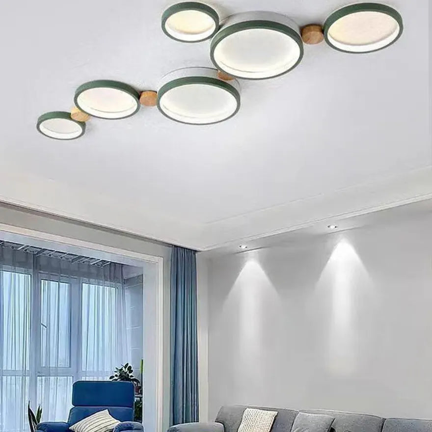 Plafonnier LED Nordique à Plusieurs Cercles et Anti-éblouissement