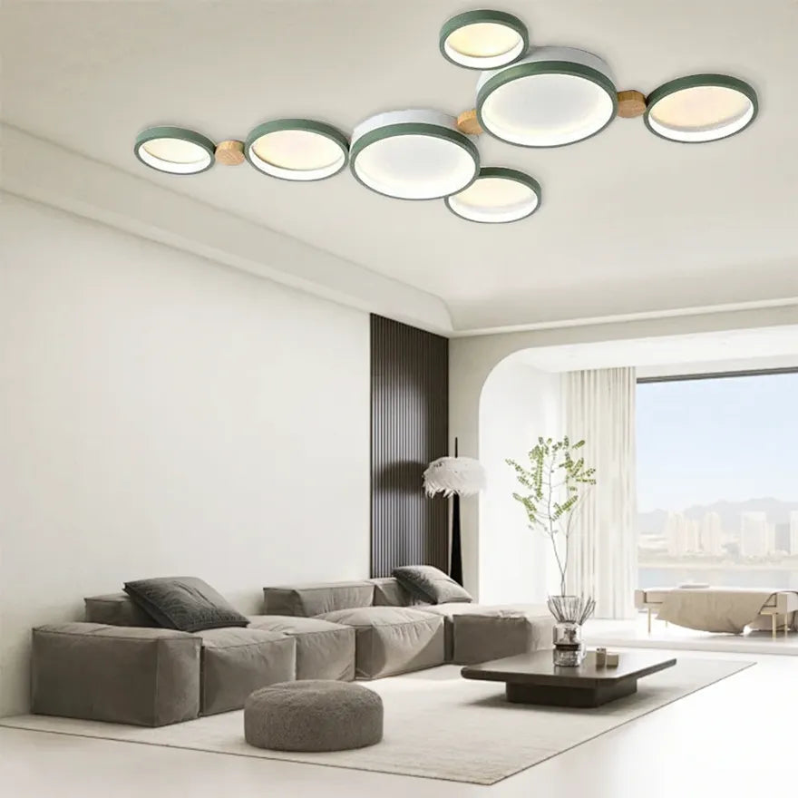 Plafonnier LED Nordique à Plusieurs Cercles et Anti-éblouissement