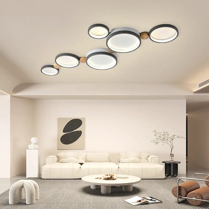 Plafonnier LED Nordique à Plusieurs Cercles et Anti-éblouissement
