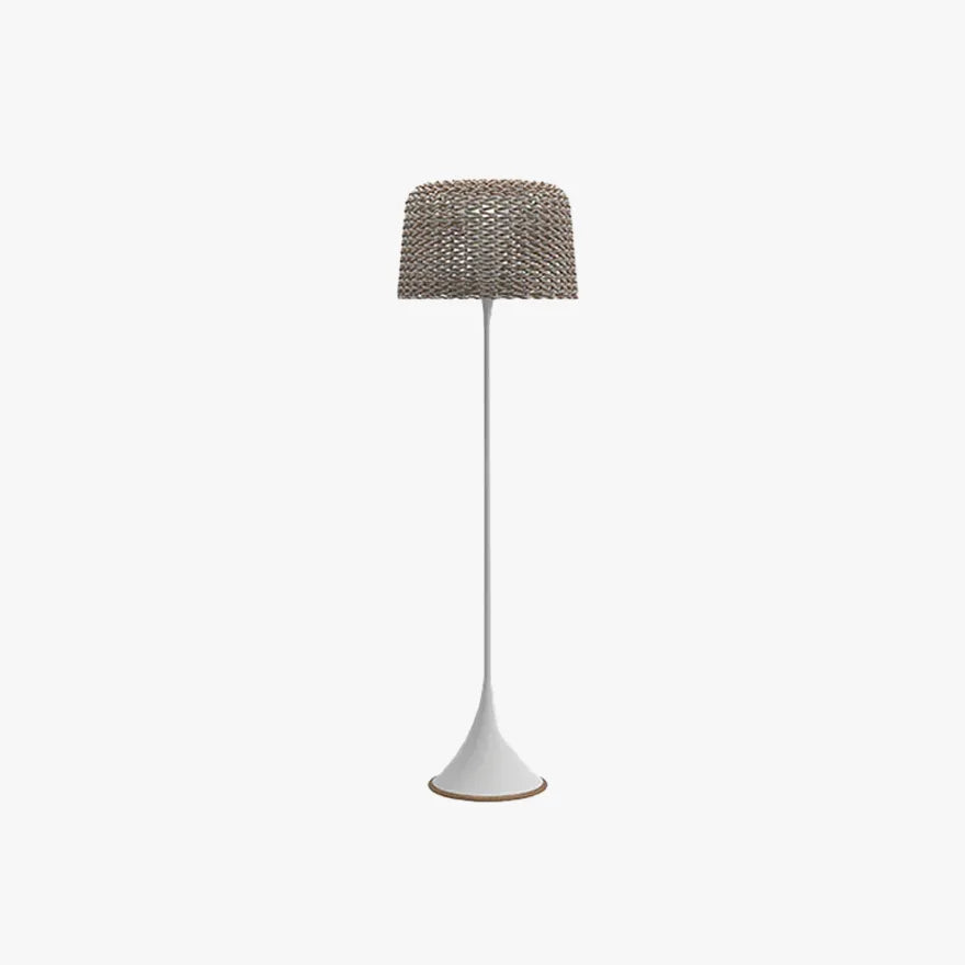 Lampadaire Solaire Sur Pied Haut En Rotin Tressé Pour Terrasse