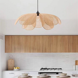Suspension Fleur En Rotin Style Japonais Vintage avec Blanc Chaud