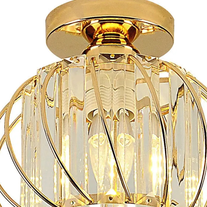 Plafonnier LED Cristal Cage Créatif pour Couloir avec Lumière à Trois Couleurs