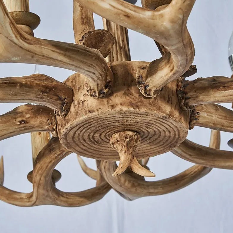 Lustre Bois Métal Design Cerf Style Vintage pour Salon