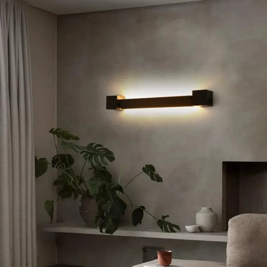 Applique Murale LED Noire Longue Minimaliste avec Tube Rotatif 350°