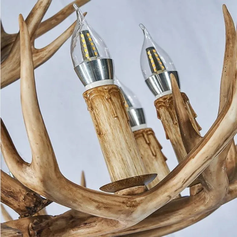 Lustre Bois Métal Design Cerf Style Vintage pour Salon