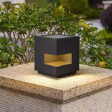 Lampe de Jardin Extérieur Solaire en Forme de Cube Noir Minimaliste