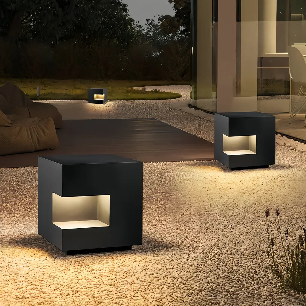 Lampadaire Solaire d’Allée de Jardin Sans Fil Noir Style Art Déco