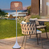 Lampadaire Solaire Sur Pied Haut En Rotin Tressé Pour Terrasse