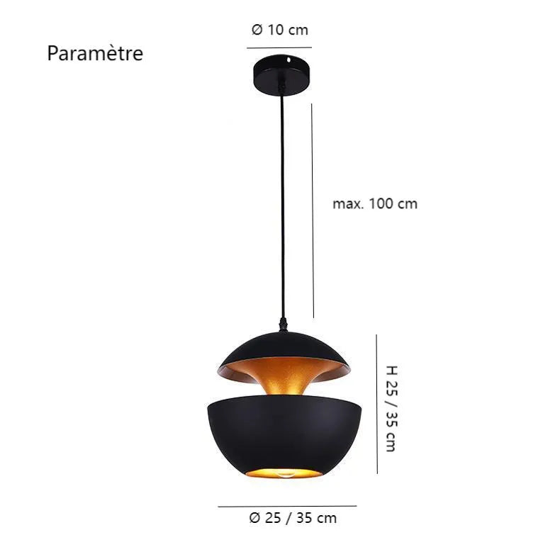 Suspension Vintage Industrielle en Métal Forme de Pomme