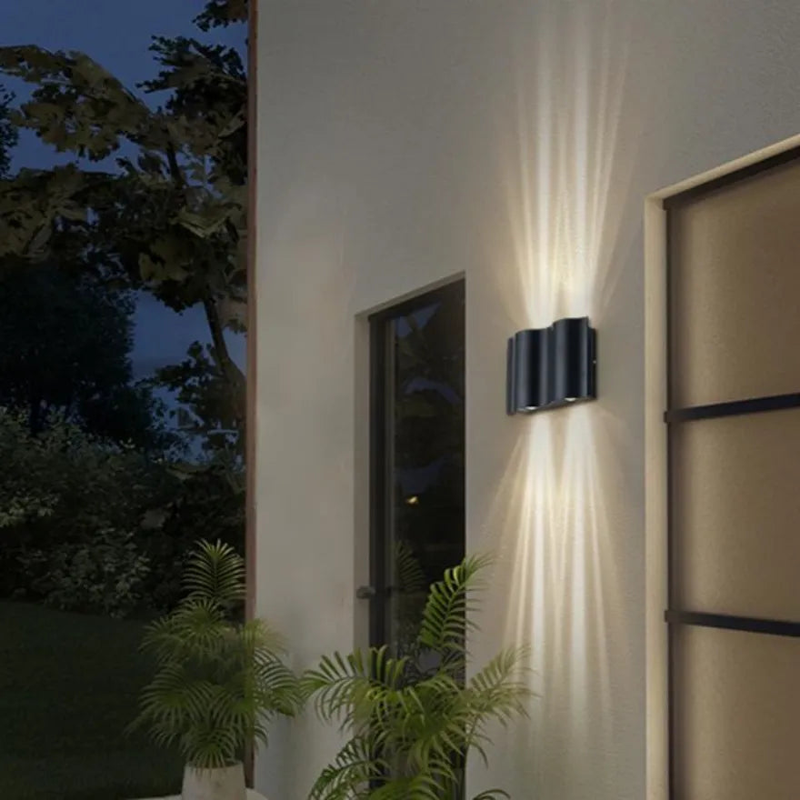 Applique Murale Extérieure LED Design Noir Éclairage Haut Bas IP65