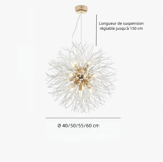 Suspension LED Nordique Forme de Pissenlit en Cristal