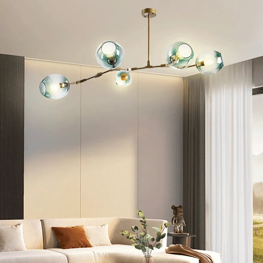 Lustre Créatif en Verre Moléculaire Rotatif pour Salon