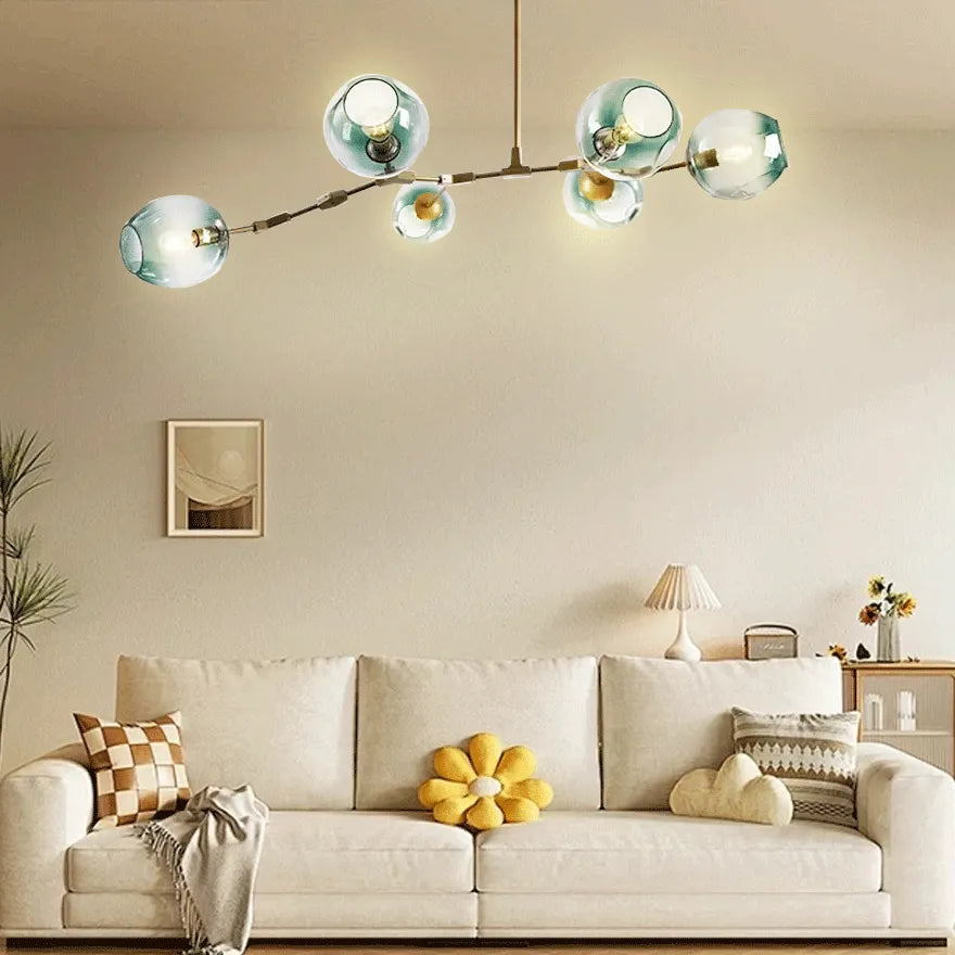 Lustre Créatif en Verre Moléculaire Rotatif pour Salon