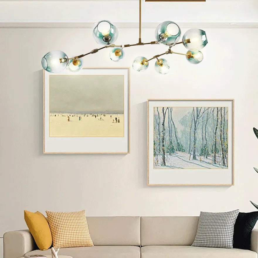 Lustre Créatif en Verre Moléculaire Rotatif pour Salon