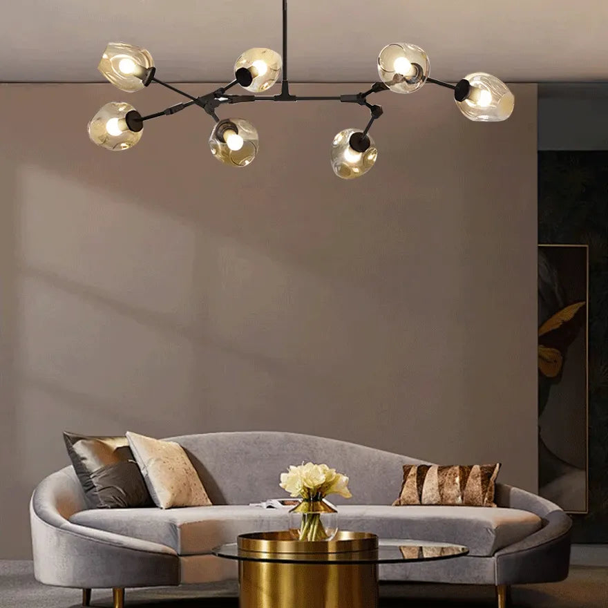 Lustre Créatif en Verre Moléculaire Rotatif pour Salon