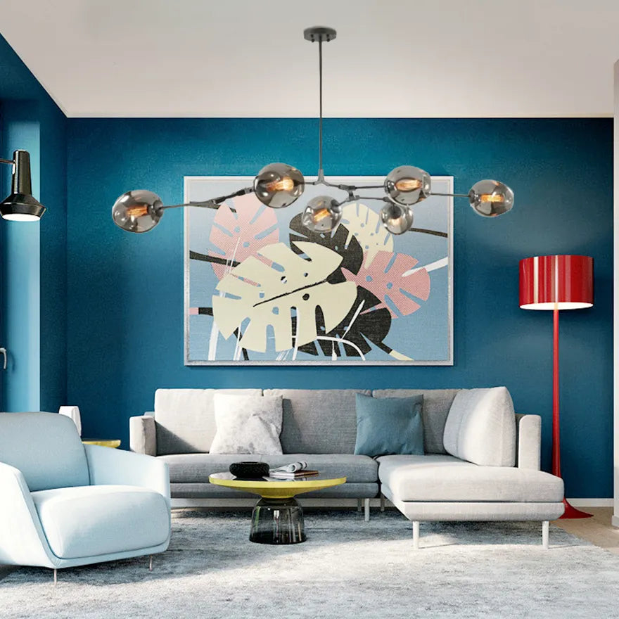 Lustre Créatif en Verre Moléculaire Rotatif pour Salon