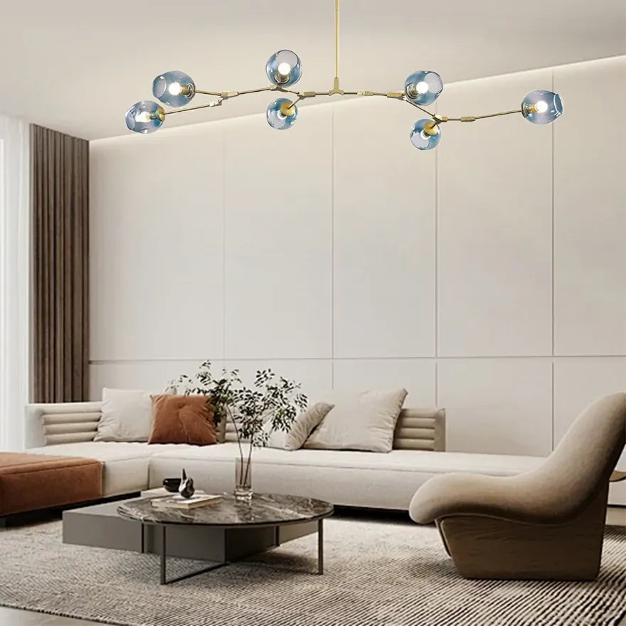 Lustre Créatif en Verre Moléculaire Rotatif pour Salon